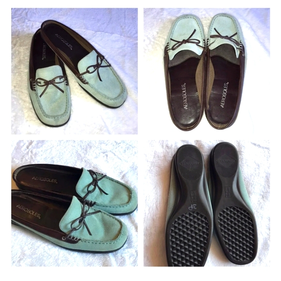 Aerosoles in light blue suede slip-on mule loafers - Picture 5 of 5